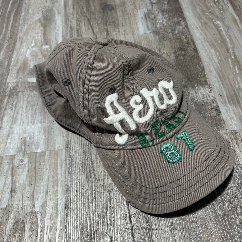 Aeropostale gray brown streetwear skater y2k baseball cap with embroidery